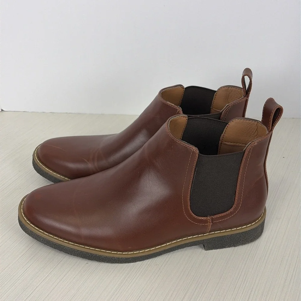 Deer Stags Men's Rockland Dress Comfort Chelsea Boot Redwood/Dark Brown Size 9 M